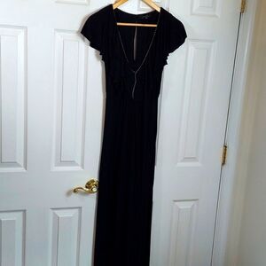 T-Bags Los Angeles Black Flutter Sleeve Maxi Dress Sz XS